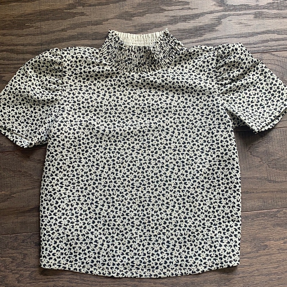 Zara turtle neck leopard blouse
